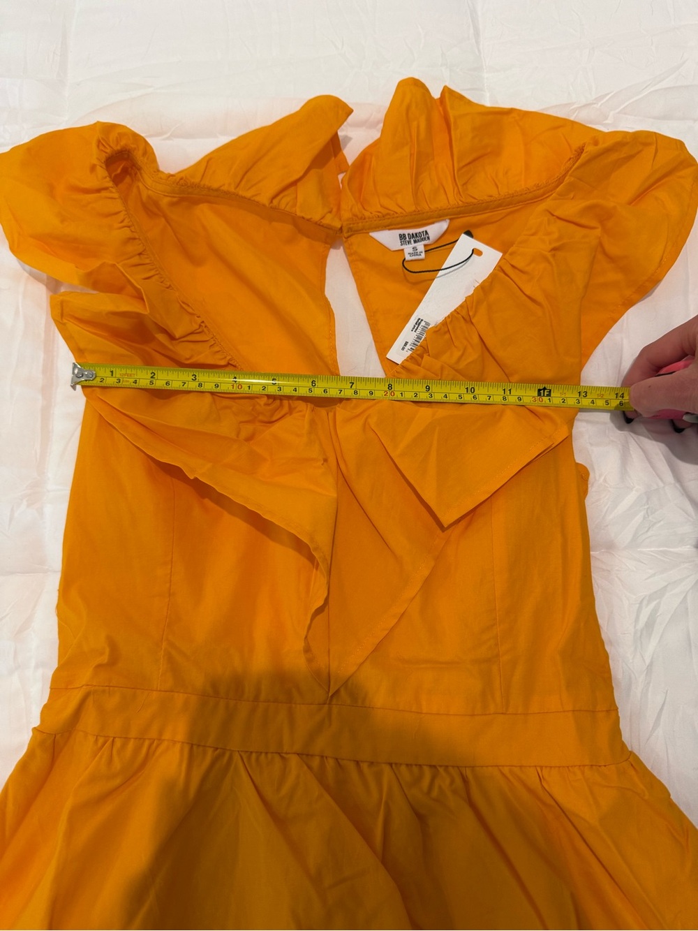 BB Dakota Steve Madden Radiant Yellow Ruffle Tiered Mini Dress Size S NWT - Picture 5 of 5